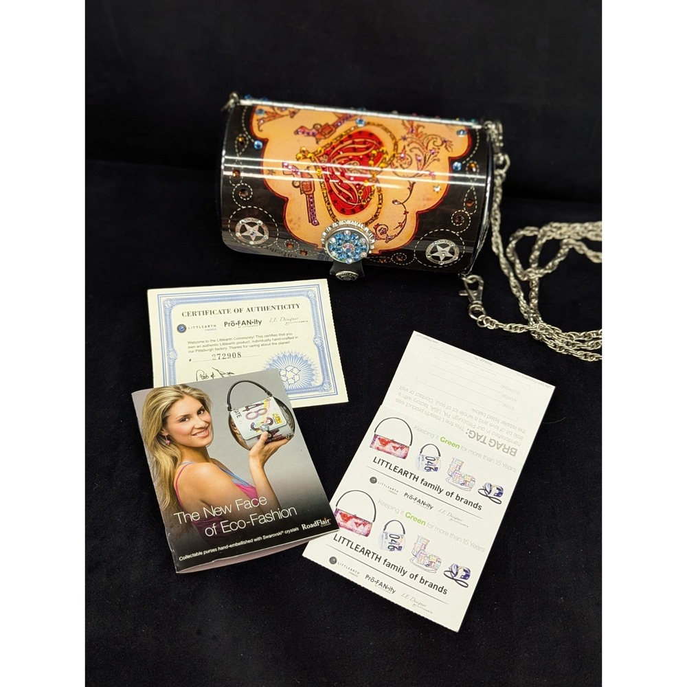 NEW 2007 Little Earth Rhinestone Cowgirl Metal Purse Adjustable Strap Chain